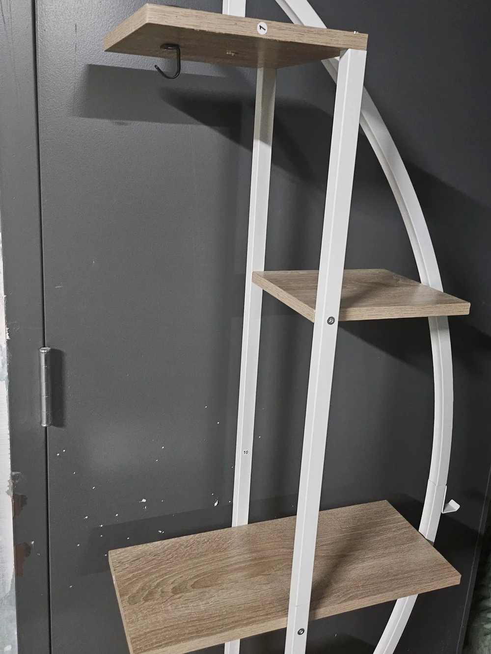 White and Natural Wood Wall Shelf - Modern Corner Display